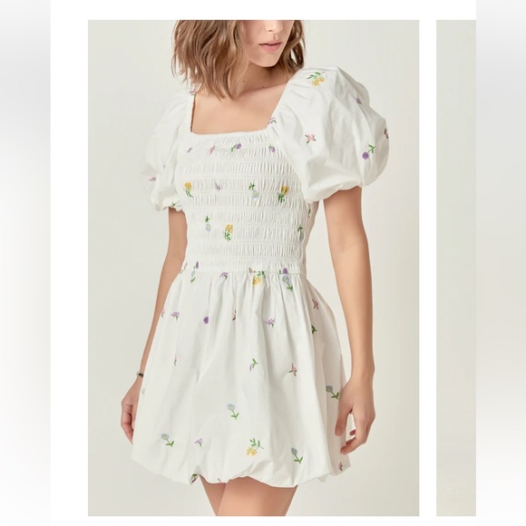 English Factory White Puff Sleeve Dress - Picture 12 of 12